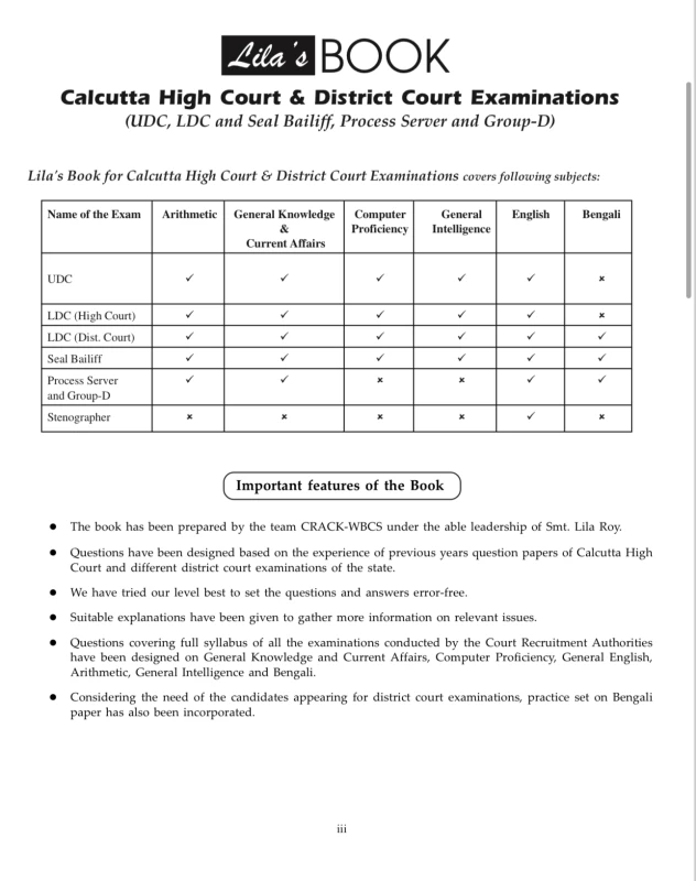 Calcutta High Court & District Court Examinations (UDC, LDC And Seal Bailiff, Process Server And Group-D)