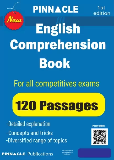 English Comprehension book for all competitives exams | SSC | CGL Tier(I / II) | CHSL | MTS | CPO | STENO | GD | Bank | IBPS PO | SBI PO | RRB PO | CAT | MBA | CDS | Other competitive exams (Paperback, Pinnacle Publications)
