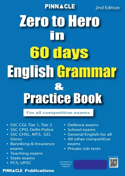 Zero to hero in 60 Days I English Grammar & Practice book for all competitive exams | 2nd edition Pinnacle Publications