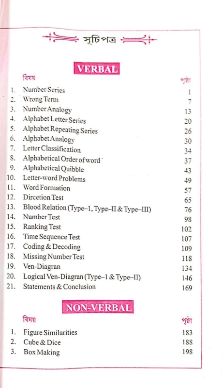 NIMESHE REASONING (VERBAL & NON-VERBAL) In BENGALI