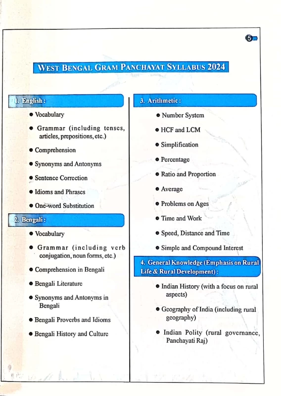 Panchayat Exam Power Guide Bengali Version – Full Syllabus, MCQs & Theory for Bengali Medium