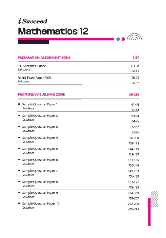 i-Succeed ISC 2026 Mathematics Class 12 – 15 Sample Papers | Solved Specimen & Board Papers